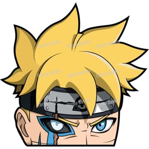 40 cm Funny Blue Bolt Peeker Big Head Peeking Anime Sticker For BMW Art wallpaper Waterproof Protected Decal for Fiat Stickers