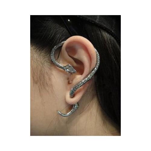 1PCS New Fashion Punk Style Twining Snake Shape Earrings Stud Cuff Earrings for Women Style Jewelry Halloween Earrings