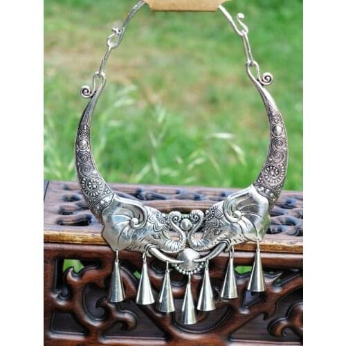 7 Designs Ethnic Fashion Vintage Sweater Necklace Exaggerated Torque Miao Silver Unique Stage Show Necklace