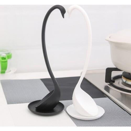 1PC Creative Swan Soup Spoon Long Handle Porridge Monster Spoons with Tray Kitchen Cooking Tools Tableware KW 020