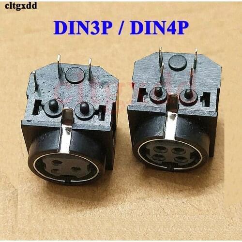 100pcs 90Degree Bedroom DIN3P4P socket POS Machine 3core 4core Female DC Power Supply 3hole 4hole DIN Socket