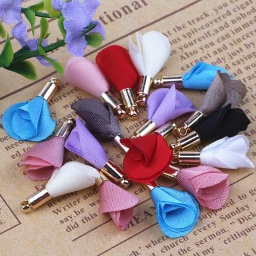 100pcs Mixed Color Flower Tassel 20mm Small Tassels For Jewelry Diy Cell Earring Necklace Charms Mobile Phone Straps Accessories