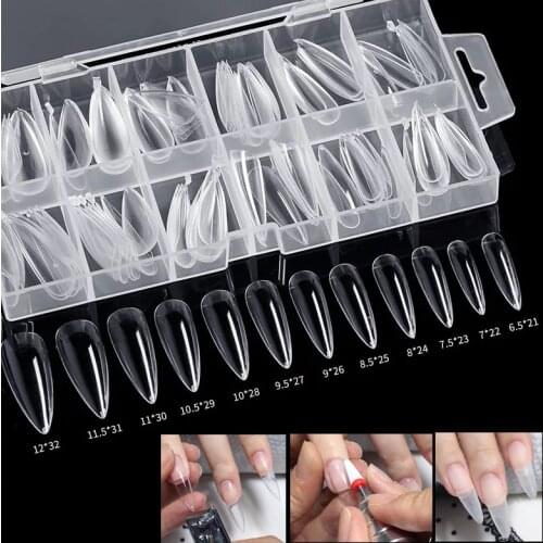 120pcs Transparent full cover coffin nail tips acrylic nail supplies square/oval/waterdrop/almond fake nails faux ongles