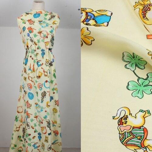 140cm wide cartoon-patterned silk crepe de chine fabric thickness12 mm silk fabric for dress shirt