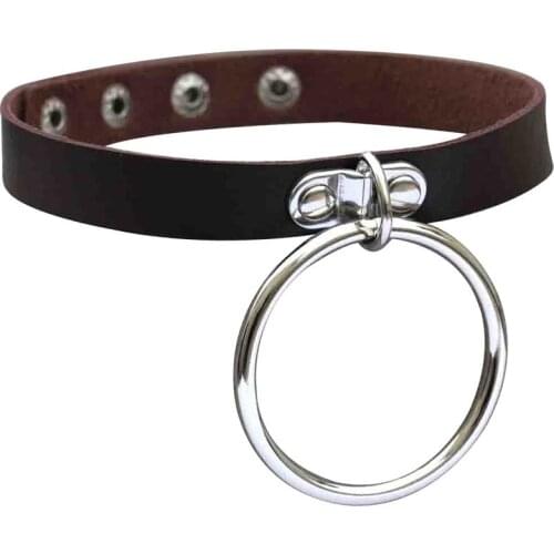 2020 Punk PU Leather Circle Round Collar Choker Necklace Birthday Party Gift Jewelry Rock Choker for Women Men