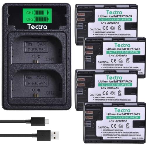 4PCS LP-E6 LPE6 lp-e6n battery for Canon EOS 5D Mark IV 5D2 5DS R Mark II 2 III 3 6D 60D 60Da 7D 7D2 7DII 70D+LCD USB Charger