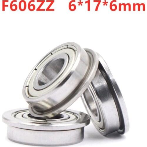 50pcs/100pcs Flange bearing F606ZZ 6*17*6 mm F606 -2Z miniature shielded flanged ball bearings