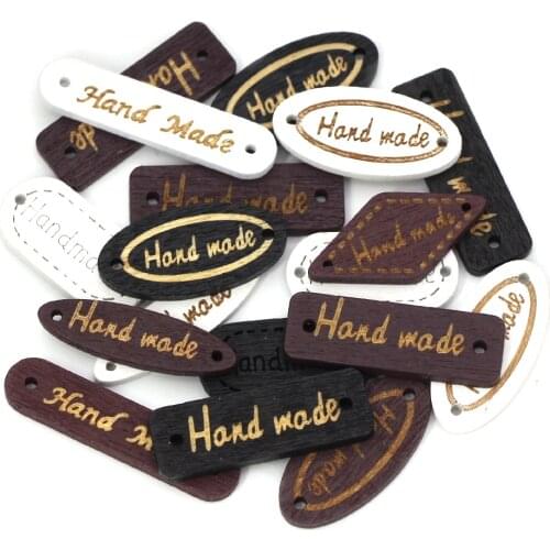 50Pcs Mixed Shape Handmade Wooden Button For Clothes Decorative Buttons Sewing Accessories Handmade Tag Scrapbooking KnittingDIY