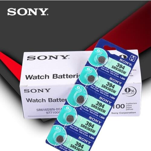 50pcs Sony 100% Original 394 SR936SW 936A LR45 L936 AG9 1.55V Silver Oxide Button Cell Coin Battery MADE IN JAPAN