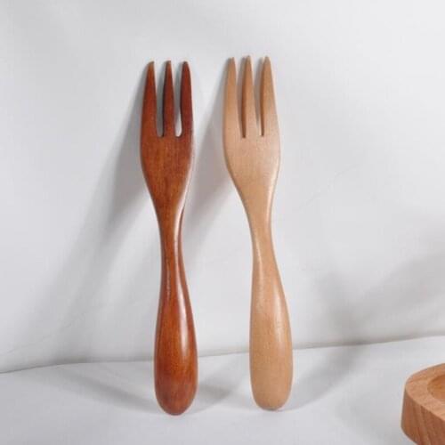 500pcs Western tableware Wrapping Handle Wooden Fruit Forks Dessert Natural Dinner Fork Wood Forks NO318