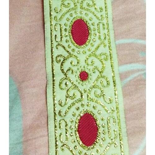 FREE SHIPPING 3.7cm nation style golden thread single face jacquard ribbon trimming,XERY100 guitar strap ribbon