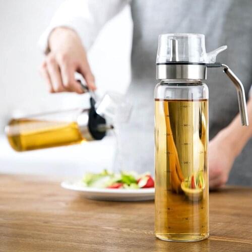 450ML High Borosilicate Glass Oil Bottle Kitchen Bomb Cover Leakproof Oil Can Household Large Soy Sauce Vinegar Seasoning Bottle