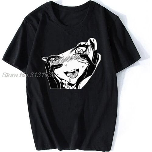 Black, Navy T-Shirt - Icon Ahegao T-Shirt Anime Funny Cartoon T-Shirt Summer Men Cotton Tshirt Hip Hop Tees Harajuku Streetwear