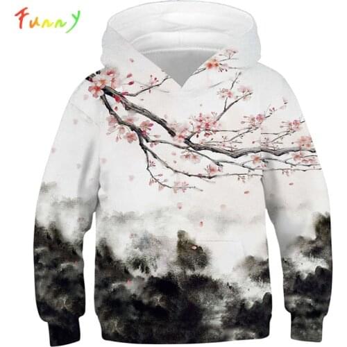 Black White Landscapes 3D Print Kids Hoodies Teen Sweatshirt Boy Girl Winter Clothes Casual Long Sleeve Children Pullover Tops