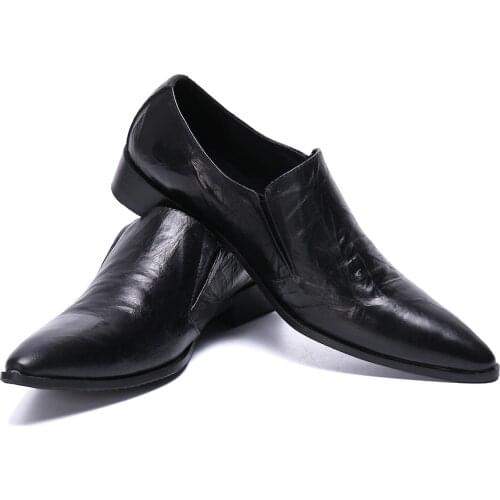 Christia Bella British Fashion Pointed Toe Business Formal Men Shoes Plus Size Black Real Leather Office Dress Shoes Men Oxfords