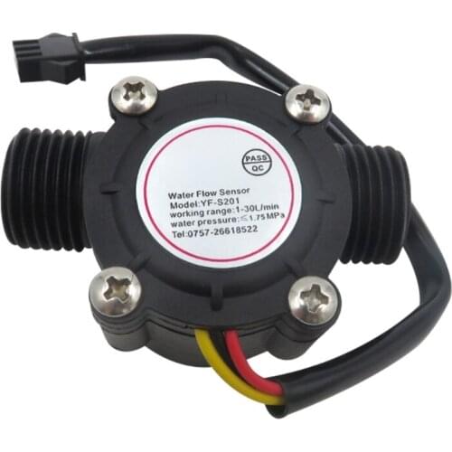 Water Flow Sensor 1/2'' Hall Effect Sensor Food-Grade Flow Meter Flowmeter Counter 1-30L/min - Ardui-no YF-S201