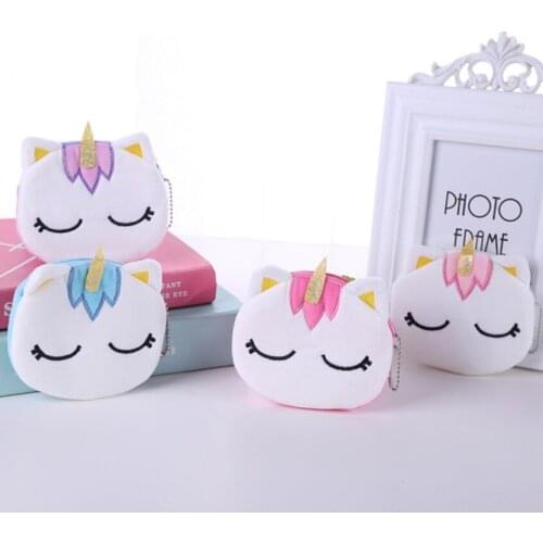 Kids Cartoon Kids Plush Purses Hand Wallet Cartoon Unicorn Coin Wallet Toy Pouch Baby Girls Money Change Purse Clutch Money Bags