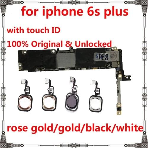 For iphone 6s plus 6sp unlocked Mainboard with / without Touch ID Original 16GB 64GB 128GB Motherboard IOS System+Chips