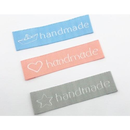 Hand Made with Love Sewing Labels for Clothing Handmade with Heart Garment Tags for Hat Woven Label Accessories for Clothes Tag