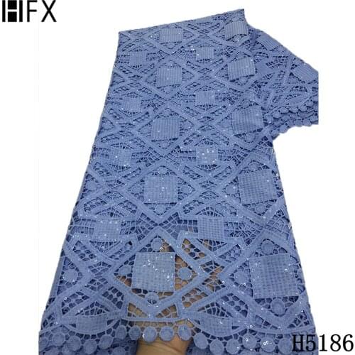 HFX New Arrival Guipure Lace African Lace 2021 Cord Lace With Sequins Water Souble Nigerian Lace French Lace For Party Dress