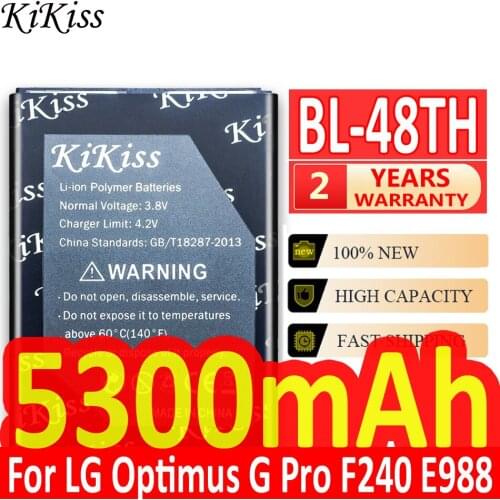 KiKiss 5300mAh Phone Rechargeable Battery BL-48TH For LG Optimus G Pro F240 E988 E986 E985 E980 E940 F310 D684 BL 48TH Batteries