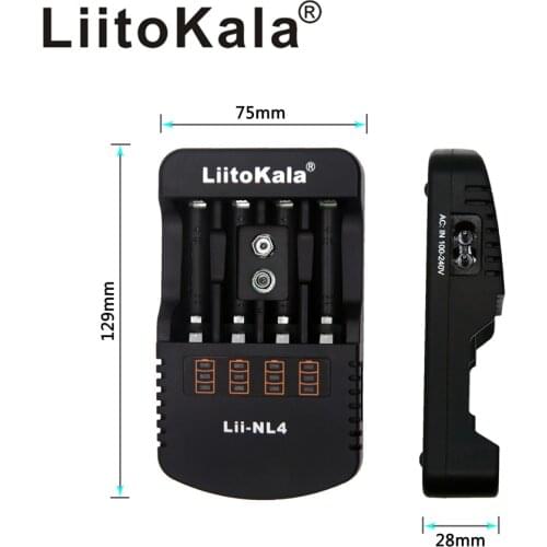 LiitoKala Lii-NL4 AA AAA 9V battery charger Ni-Mh Ni-Cd batteries wall desk charger for travel