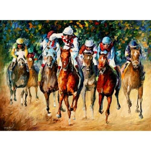 Horses Modern paintings with Palette knife art oil on Canvas horse race Handmade high quality
