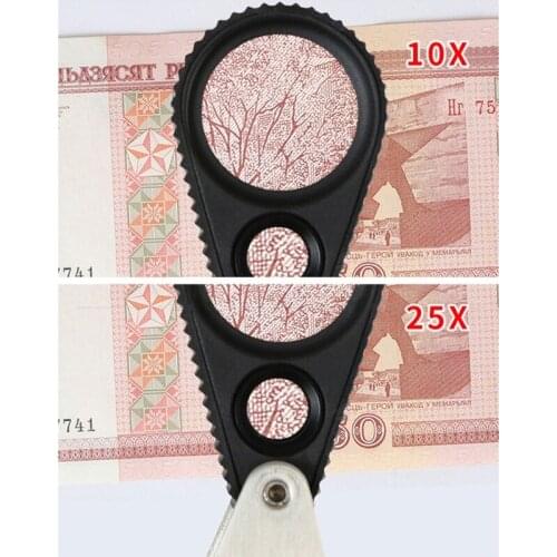 10X 25X Metal Folded Magnifier for Jewelry，Pocket Loupe，Jewel Jewelry Magnifier