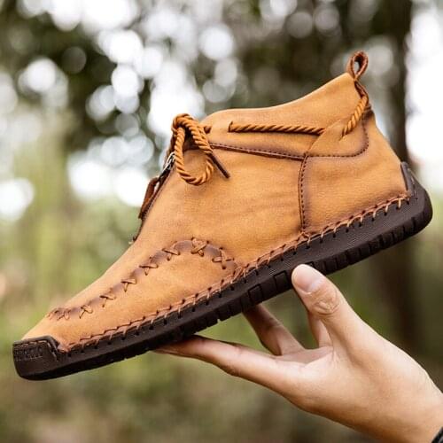 BUSUOZY new mens outdoor casual boots fashion mens zipper oversized shoes mens Chinese boots 2021 hot sale mens shoes