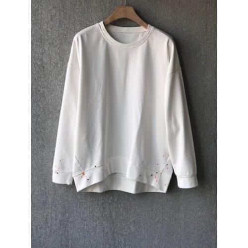 New women fashion 2021 long-sleeved sexy casual color graffiti T-shirt 0317