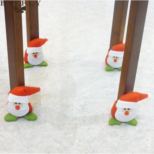 BITFLY 4pcs/lot Christmas Chair Leg Cover Table Leg Chair Foot Covers Christmas Table Decoration Santa Claus Snowman Chair Cover
