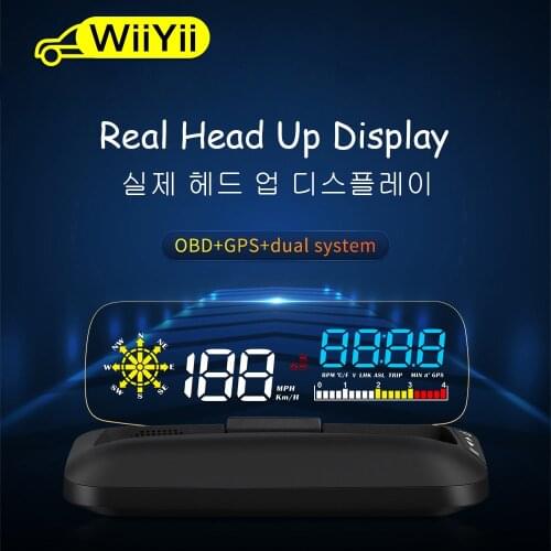 2021 New HUD C5 Head-Up Display OBD2+GPS Speedometer Car Windscreen Speed Projector KMH/KPM Compatiable With All cars