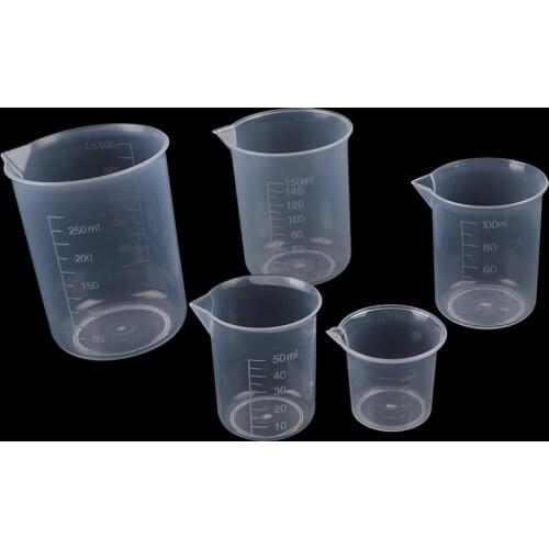 New 2Pcs Useful 250ml/150ml/100ml/50ml/25ml Transparent Kitchen Laboratory Plastic Volumetric Beaker Measuring Cup