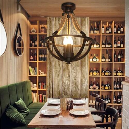 Nordic Retro Chandelier Restaurant Living Room Aisle Bar Hotel Personality Creative Hemp Rope Chandelier