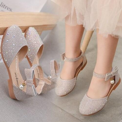 Girls' Shoes 2021 Summer New Princess Shoes Girls Sandals Big Childrens Fashion Childrens Crystal Shoes Soft Sole