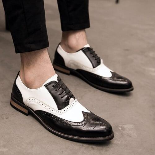 2019 italian brand men slip on loafers causal shoes mariage wedding dress white+black leather oxford Flats zapatos hombre
