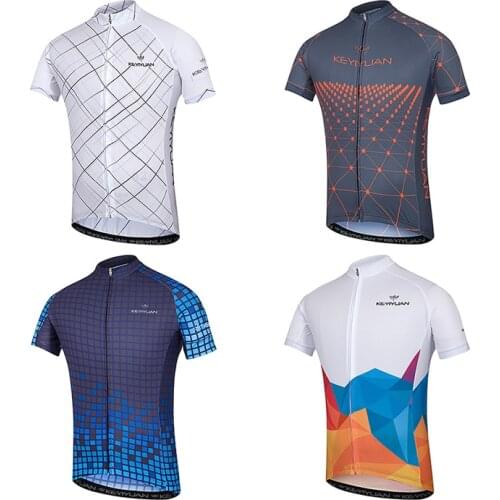 KEYIYUAN Cycling clothes Mens summer sunscreen Short-sleeved mountain bike Bicycle shirt breathable jacket riding clothing