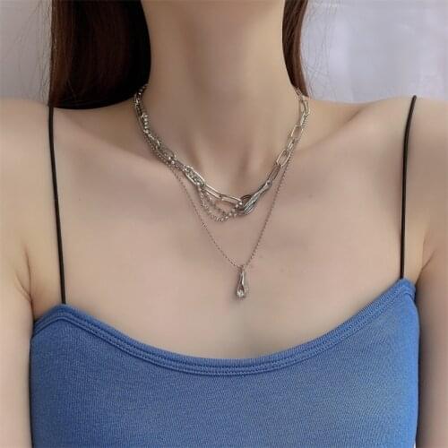 Vintage Multi Chains Chokers Necklaces for Women Hiphop Jewelry Punk Crystal Hand Pendant Necklace Female Charms Bijoux 2021