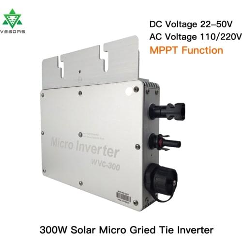 WVC300 Solar Power Panel Inversor Micro MPPT Grid Tie Inverter 24V 220V Pure Sine Wave Inverter 22-50VDC Wtih 1 Year Warranty