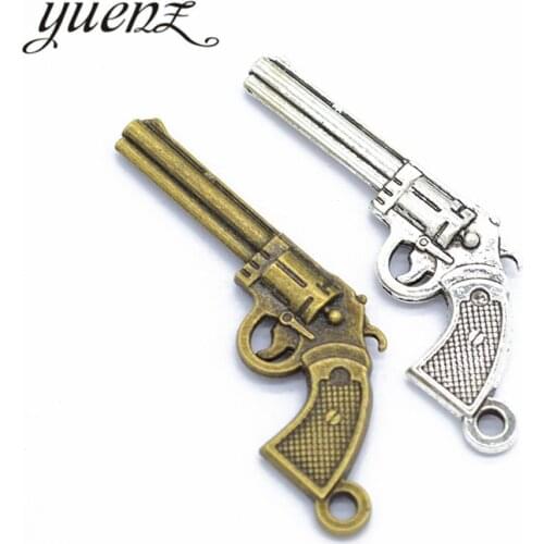 YuenZ 3 pcs Charms pistol 55*25mm Antique Silver Plated Pendants Making DIY Handmade Tibetan Silver Jewelry M22