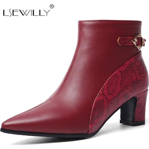 Lsewilly womens Fashion Autumn Winter Ankle Boots Women Shoes Woman Chunky Heels Elegant Office Lady Shoes Woman Boots K134