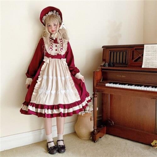 Gothic palace sweet lolita dress vintage falbala bowknot stand high waist victorian dress kawaii girl gothic lolita op loli cos