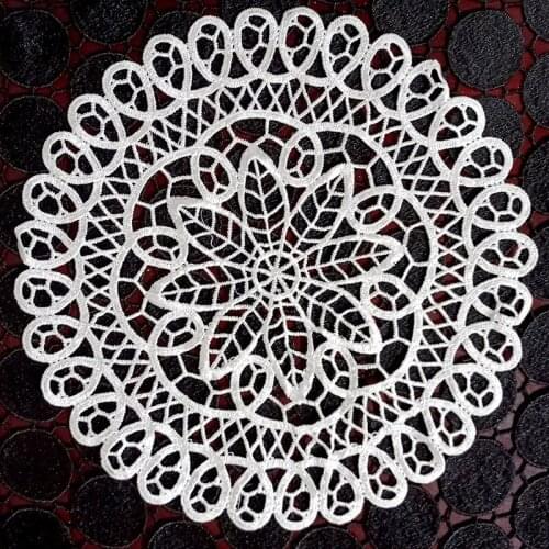 1Pcs 30x30cm Round Shape Embroidery Lace Table Cloth For Dining Table Bedside Kitchen Decoration Accessories