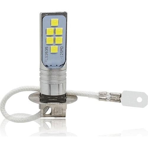 1 Pcs H3 LED Bulb 12X3535 SMD Super Bright Car Fog Lights 12V 24V 6000K White Driving Day Running Automotivo Lamp