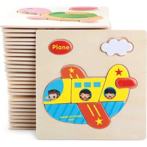 1pcs Creative 3D Wooden Puzzle Cute Tiger Lion Puzzle Toy for Kids Gift Cartoon Mini Educational Toys