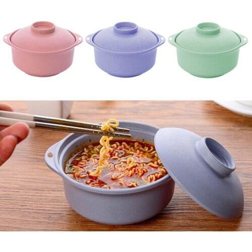 1pc Instant Noodle Bowls With Lids Soup Hot Rice Bowls Japanese Style Students Food Container Healthy Tableware Bowl Tableware