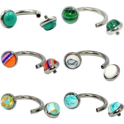 1PC Surgical Steel Internal Circular Barbell Horseshoe Ring Stone Septo Nose Lip Eyebrow Ear Cartilage Helix Captive Hoop Ring