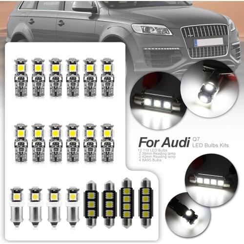 17x Canbus White LED Light Bulbs Interior Kit For 2005-2009 Audi Q7 Map Glove Box Trunk Cargo License Lamp 12V Car Light Source