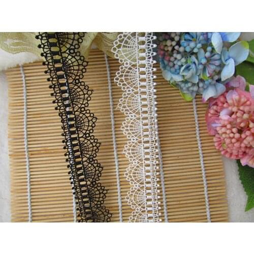 2Yards Beige White Black Water Soluble Embroidered Venise Lace Trim Fabric Edge Sewing Craft Patchwork Handmade Decoration