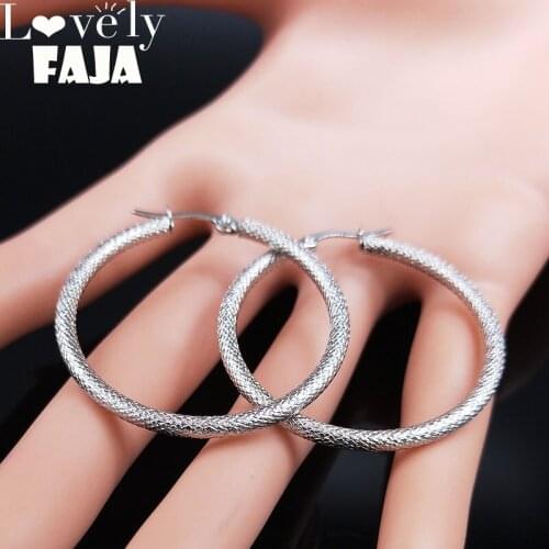 2021 Fashion Stainless Steel Hoop Earring for Women Silver Color Circle Earrings Jewelry pendientes mujer aro E612882